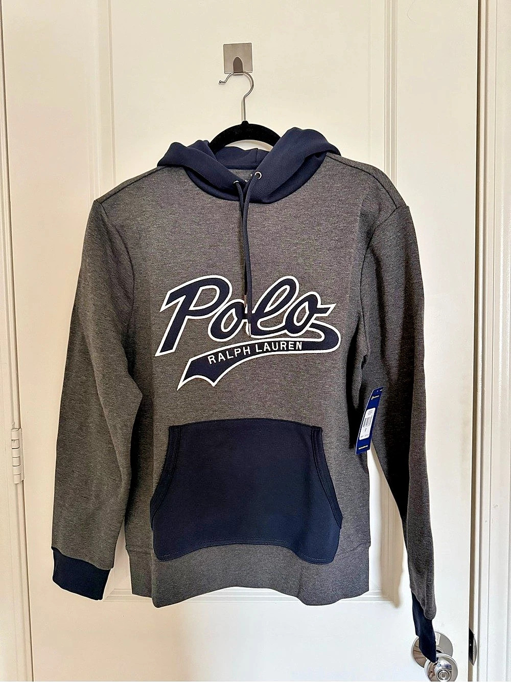 Polo Ralph Lauren Performance Script Logo Hoodie Gray & Navy Medium
